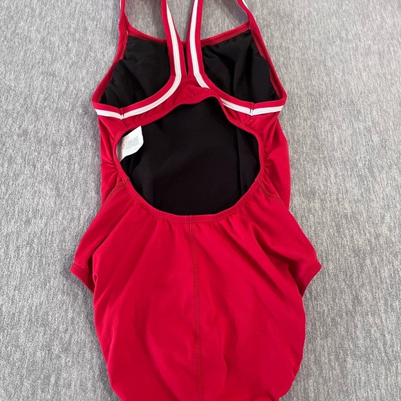 Delfin Red One Piece High-Cut Racerback Swimsuit suze 34 #160 - Picture 4 of 5